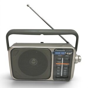 Panasonic RF-2400D AM/FM Portable Radio w/ AC Cord Silver Tested Works Excellent